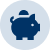 Icono de una alcancía en tonos azul 003366 sobre fondo claro, representando ahorro y finanzas en P2P Training de Daniel Chinesta.
